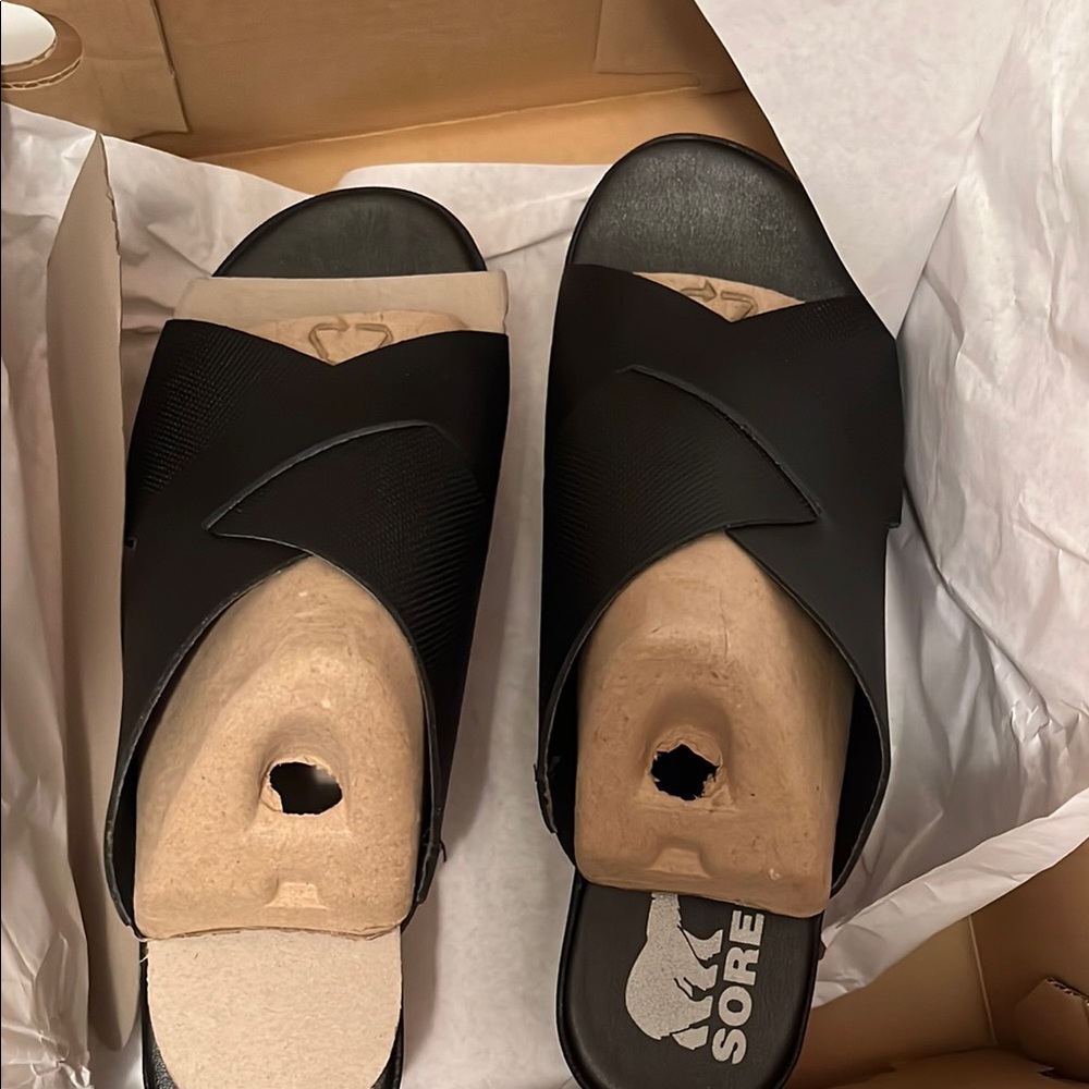 Sorel Black Crossover Slide Sandals